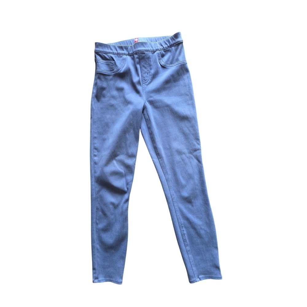 Spanx Pull On Pants M Womens Blue Mid Rise Skinny Leg Stretchy Comfortable